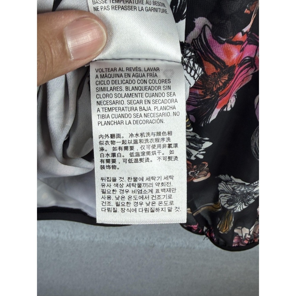 JM Collection Blouse Womens XXL Black Floral Balloon Sleeve Tunic Stretch Top - Picture 6 of 13